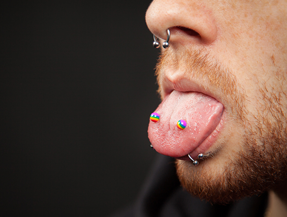 Double Vertical Tongue Piercing